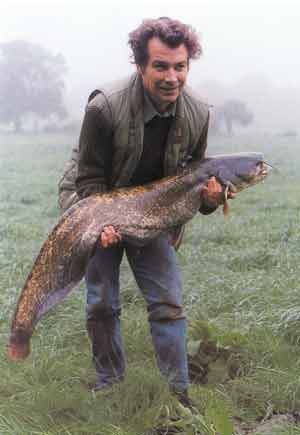 The late Vic Gillings and a 25lb catfish caught at Rackley Hills Pit in the 80's
